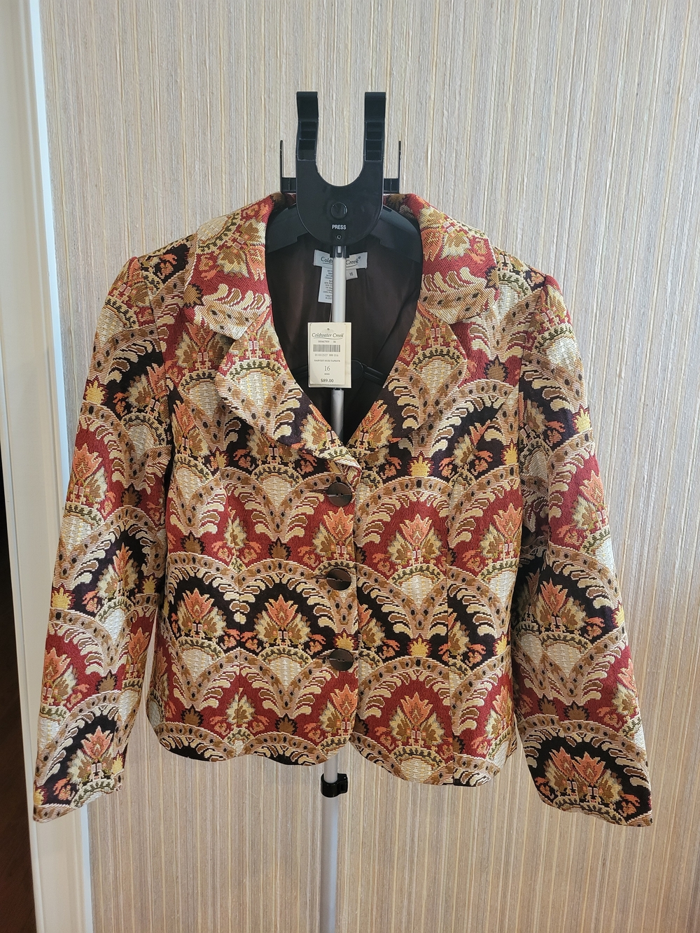 Coldwater Creek Women's Tapestry-Print Button Front Jacket NWT Size 16